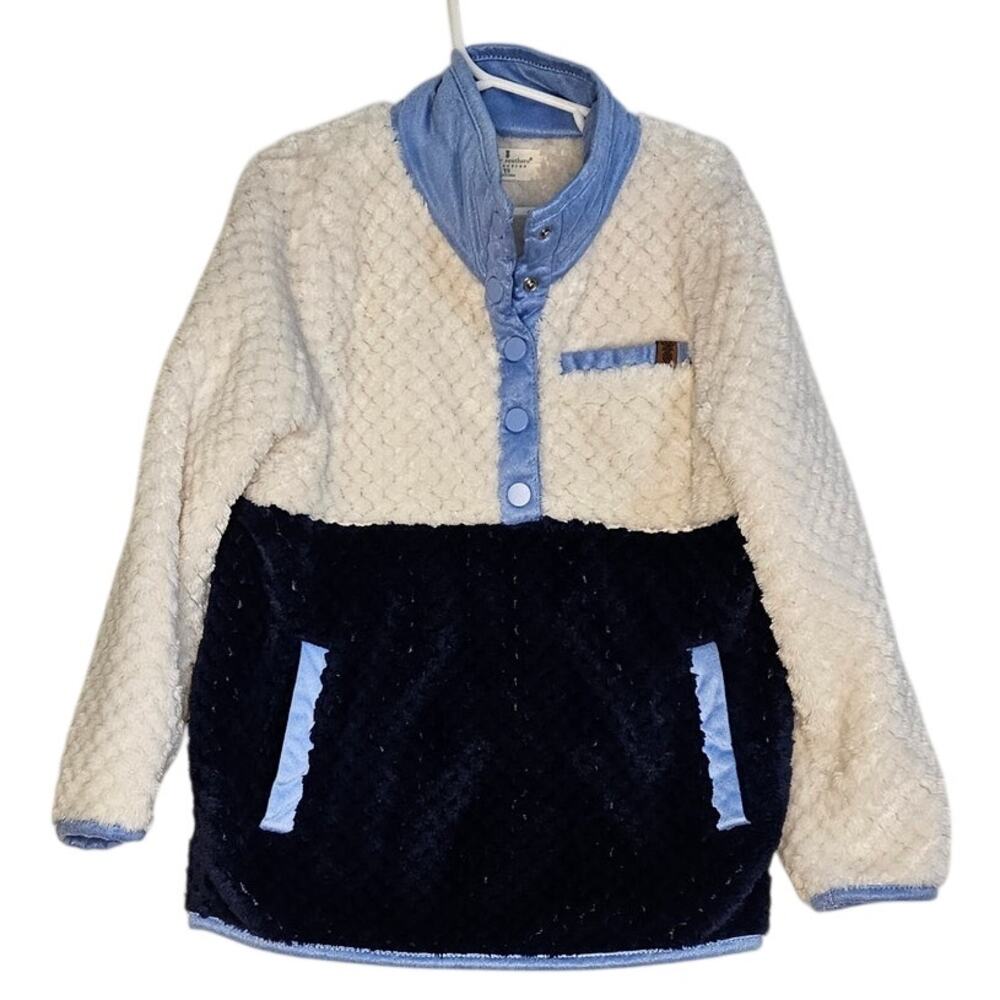 Simply Southern Color block blue fleece pullover size youth small